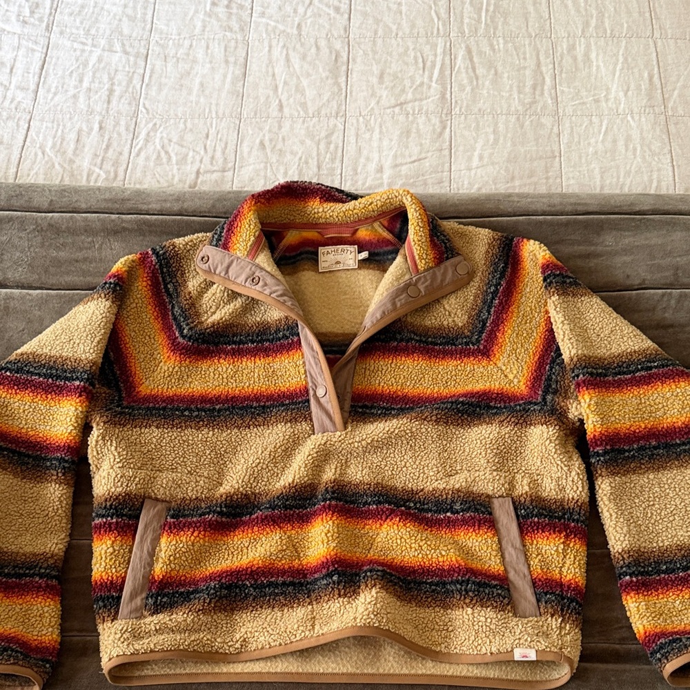 Faherty Multicolor Striped Teddy Jacket - image 1